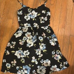Floral Dress in Black and Blue